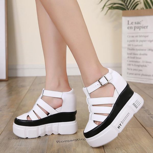dress shoes 2021 spring korean women's casual british style retro patent leather wedge sandals wild fashion simple, Black