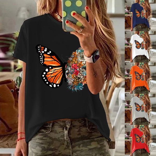 women 2021 summer butterfly print o neck blouse shirt elegant short sleeve casual pullover lady blouse plus size blusas #45, White
women 2021 summer butterfly print o neck blouse shirt elegant short sleeve casual pullover lady blouse plus size blusas #45, White
