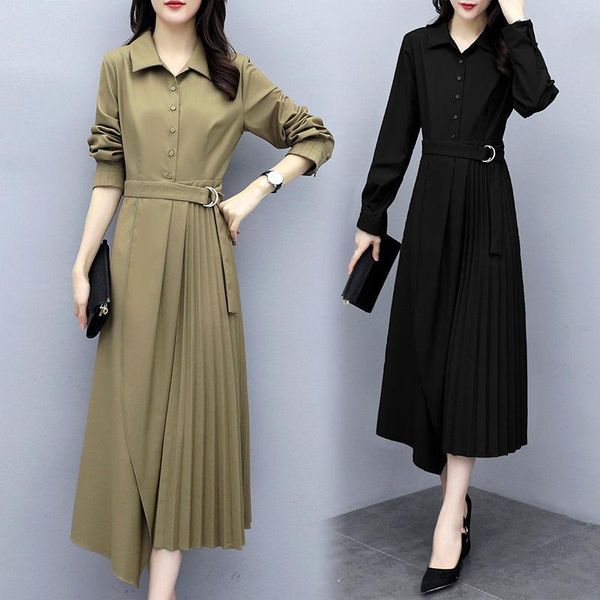 casual dresses 5xl pleated patchwork women's 2021 dress spring autumn large size long slim temperament office ladies work robes r282, Black;gray
casual dresses 5xl pleated patchwork women's 2021 dress spring autumn large size long slim temperament office ladies work robes r282, Black;gray