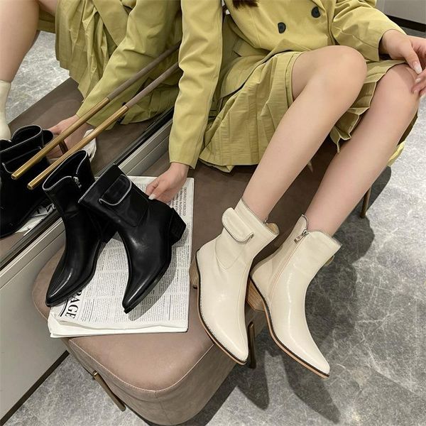 boots cowboy ankle for women 2021 autumn winter shoes zipper square middle heels pointed toe knight combat, Black
boots cowboy ankle for women 2021 autumn winter shoes zipper square middle heels pointed toe knight combat, Black