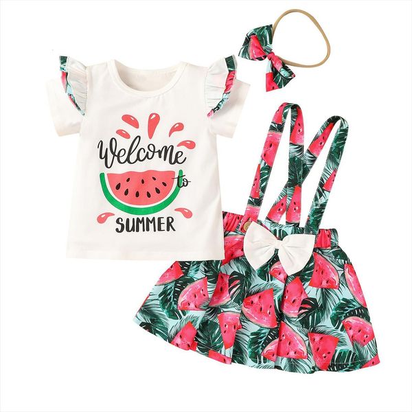summer kids baby girls suit set watermelon print short sleeve suspender skirt headband, White
summer kids baby girls suit set watermelon print short sleeve suspender skirt headband, White