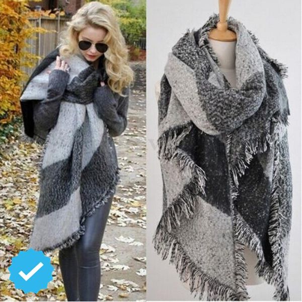 fashion pashmina women scarf warm winter plaid scarf shawl reversible cape shawl wraps blanket warm poncho nq950750, Blue;gray
fashion pashmina women scarf warm winter plaid scarf shawl reversible cape shawl wraps blanket warm poncho nq950750, Blue;gray