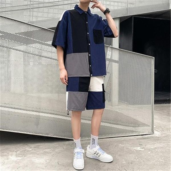 men's tracksuits 2021 summer leisure street suit male trend splicing collision color loose large size sports short sleeve str, Gray
men's tracksuits 2021 summer leisure street suit male trend splicing collision color loose large size sports short sleeve str, Gray