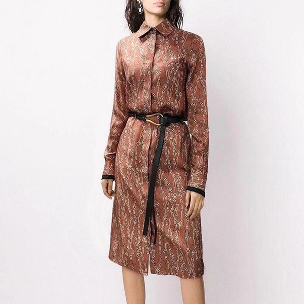 casual dresses women dress loose straight with belt chain printed 100% silk, Black;gray
casual dresses women dress loose straight with belt chain printed 100% silk, Black;gray