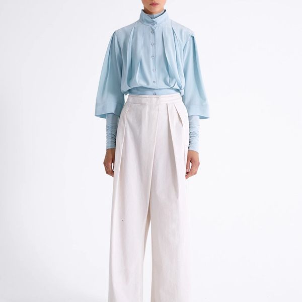2021 new women shirt summer temperament silk cardigan five-point sleeve stand collar straight blouse diq9, White
2021 new women shirt summer temperament silk cardigan five-point sleeve stand collar straight blouse diq9, White