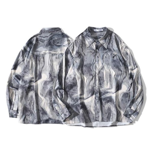 men's casual shirts hong kong style retro ink printing long-sleeved shirt loose non-iron drape ins korean version of the trend, White;black
men's casual shirts hong kong style retro ink printing long-sleeved shirt loose non-iron drape ins korean version of the trend, White;black