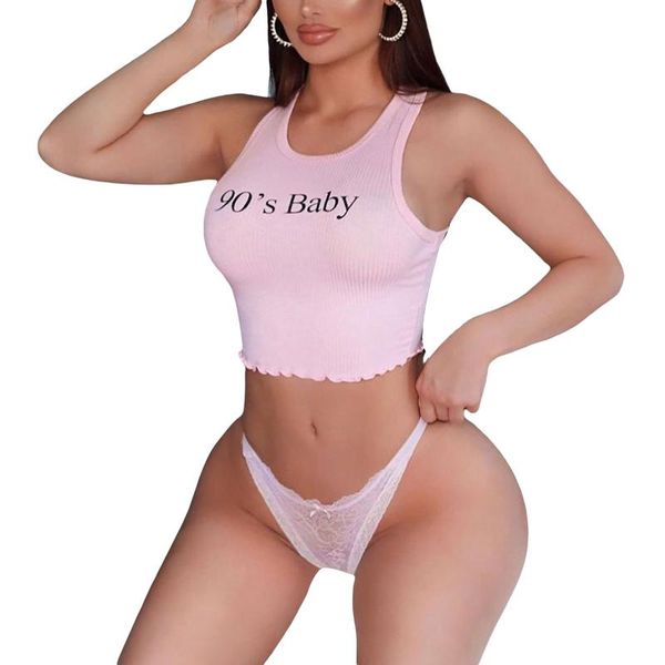 women's swimwear summer rib knit tank cute letter print sleeveless u neck elastic waist slim fit sporty crop, White;black
women's swimwear summer rib knit tank cute letter print sleeveless u neck elastic waist slim fit sporty crop, White;black