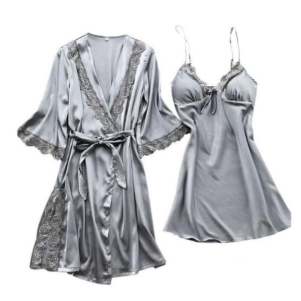 women's sleepwear 2pcs/set half sleeve bath ladies bridal loose soft silky wedding lightweight long solid waist tie elegant lace women, Black;red
women's sleepwear 2pcs/set half sleeve bath ladies bridal loose soft silky wedding lightweight long solid waist tie elegant lace women, Black;red