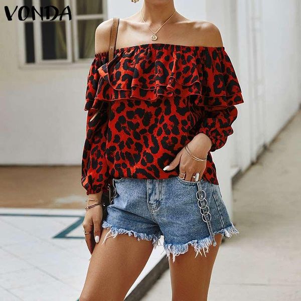women's blouses & shirts women'blouse plus size vonda 2021 summer off shoulder leopard print loose beach office blusa tunic, White
women's blouses & shirts women'blouse plus size vonda 2021 summer off shoulder leopard print loose beach office blusa tunic, White