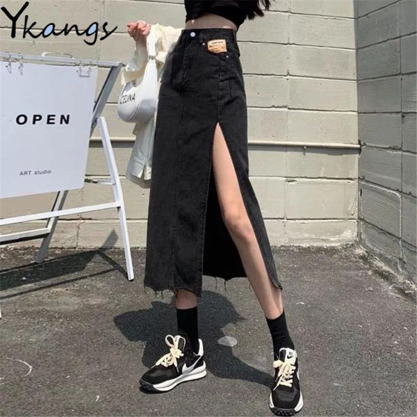 skirts vintage denim long women summer high waist split jeans korean fashion wild daily midi streetwear, Black
skirts vintage denim long women summer high waist split jeans korean fashion wild daily midi streetwear, Black