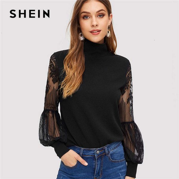 women high neck lace lantern sleeve fashion mesh blouse women's long sleeve pattern printing ladies, White
women high neck lace lantern sleeve fashion mesh blouse women's long sleeve pattern printing ladies, White