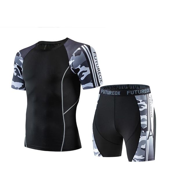 men's tracksuits fashion camouflage short-sleeved + shorts suit gym basic exercise running survee ment homme sports mma, Gray
men's tracksuits fashion camouflage short-sleeved + shorts suit gym basic exercise running survee ment homme sports mma, Gray