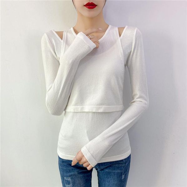 spring winter thick sweater women knitted ribbed pullover sweater fake 2 pieces shoulder off slim jumper soft warm pull femme, White;black
spring winter thick sweater women knitted ribbed pullover sweater fake 2 pieces shoulder off slim jumper soft warm pull femme, White;black