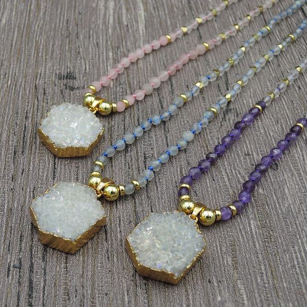 pendant necklaces titanium ab color natural crystal druzy hexagon pendants 4mm stone faceted round beads knot handmade, Silver
pendant necklaces titanium ab color natural crystal druzy hexagon pendants 4mm stone faceted round beads knot handmade, Silver