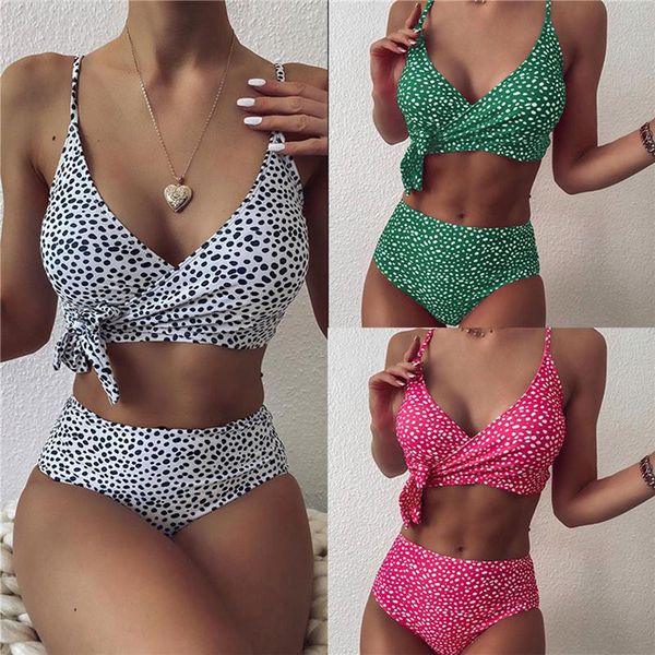 women's swimwear 2021 bikini set cross bandage dot print bra and panty swimsuit two-piece suit for vacation swimming beach, White;black
women's swimwear 2021 bikini set cross bandage dot print bra and panty swimsuit two-piece suit for vacation swimming beach, White;black