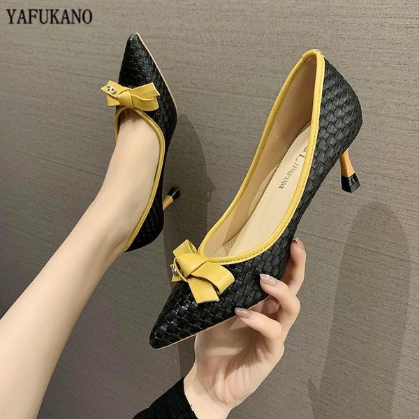 dress shoes 2021 autumn sweet butterfly-knot thin high heels pu leather weave shallow single temperament party ladies pumps, Black
dress shoes 2021 autumn sweet butterfly-knot thin high heels pu leather weave shallow single temperament party ladies pumps, Black