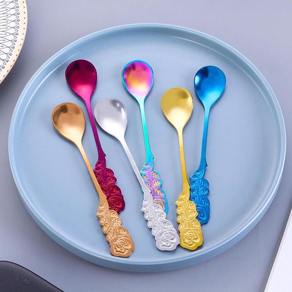 coffee spoon rose design handle dessert stainless steel stirring teaspoon tableware for kitchen vivid color spoons
coffee spoon rose design handle dessert stainless steel stirring teaspoon tableware for kitchen vivid color spoons