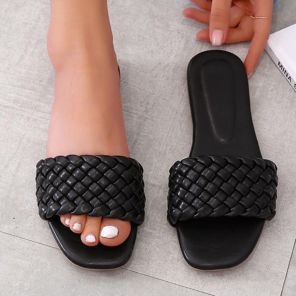 slippers summer beauty women weave pu leather flat heel rubber sole solid design charm footwear cozy outdoor slides ladies shoes, Black
slippers summer beauty women weave pu leather flat heel rubber sole solid design charm footwear cozy outdoor slides ladies shoes, Black
