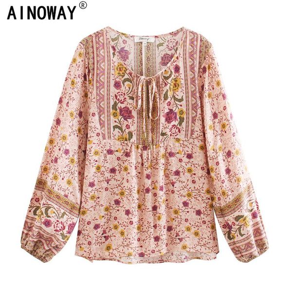 women's blouses & shirts boho chic women vintage red floral print tassel loose ladies lace-up o-neck long sleeve beach blusas mujer, White
women's blouses & shirts boho chic women vintage red floral print tassel loose ladies lace-up o-neck long sleeve beach blusas mujer, White