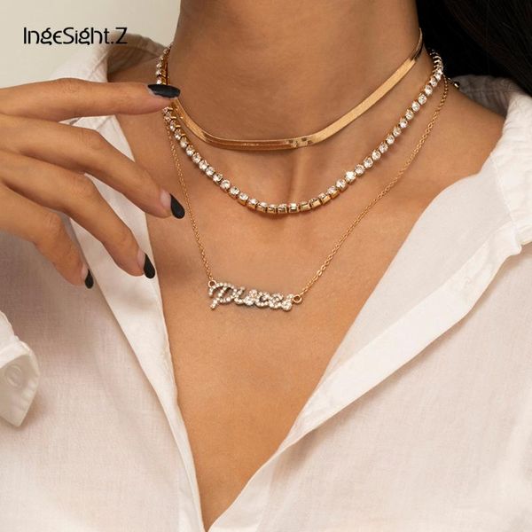 ingesight.z copper flat blade snake chain rhinestone crystal choker necklace women multi layered letter pendant necklace jewelry, Silver
ingesight.z copper flat blade snake chain rhinestone crystal choker necklace women multi layered letter pendant necklace jewelry, Silver