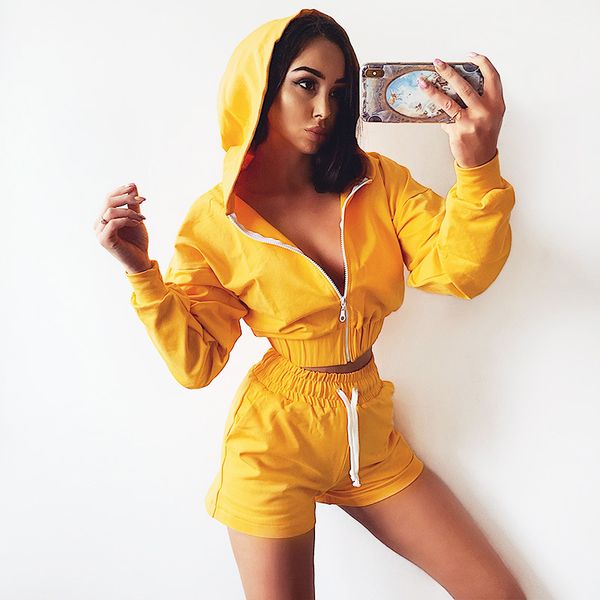 tracksuits women two piece set zipper long sleeve hooded jacket cardigancrop and shorts sweat suits c66-ef47, White
tracksuits women two piece set zipper long sleeve hooded jacket cardigancrop and shorts sweat suits c66-ef47, White