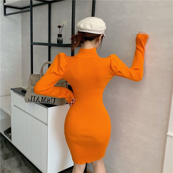 2021 new casual ladies thin winter clothes dress mesh solid bodycon puff long sleeve pencil jumper gown c156, Black;gray 
2021 new casual ladies thin winter clothes dress mesh solid bodycon puff long sleeve pencil jumper gown c156, Black;gray