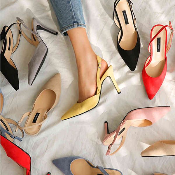 dress shoes six cm/8 cm/ pumps summer stiletto sandals pointed buckle suede with hollow high heels hkim, Black
dress shoes six cm/8 cm/ pumps summer stiletto sandals pointed buckle suede with hollow high heels hkim, Black