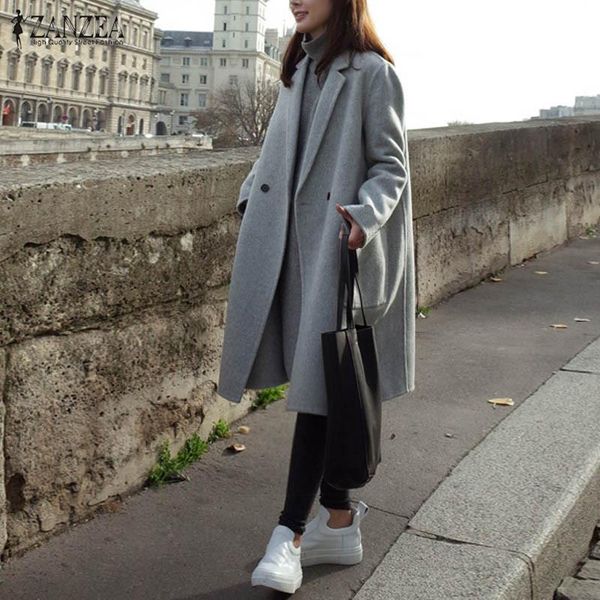 women's wool & blends 2022 winter women lapel coat female long sleeve double-breasted jacket casual plus size solid outerwear, Black
women's wool & blends 2022 winter women lapel coat female long sleeve double-breasted jacket casual plus size solid outerwear, Black
