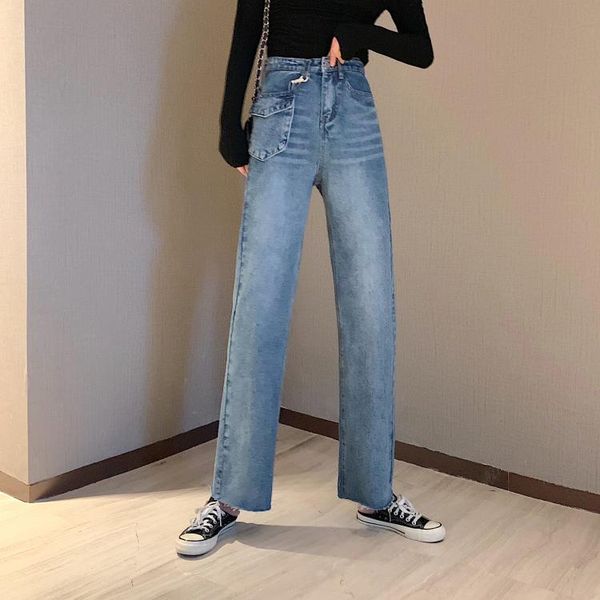 women's jeans high waist zipper pockets loose full length wide leg pants office lady style spring fall clothing ladies, Blue
women's jeans high waist zipper pockets loose full length wide leg pants office lady style spring fall clothing ladies, Blue