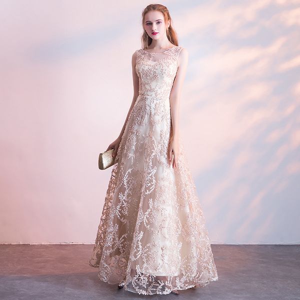 Evening Dresses Elegant Turtleneck Appliques Floor-length Party Dress Simple Lace A-line Zipper Back Formal Gown, Silver
Evening Dresses Elegant Turtleneck Appliques Floor-length Party Dress Simple Lace A-line Zipper Back Formal Gown, Silver
