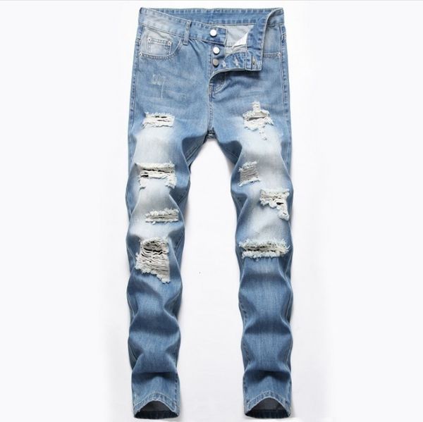 jeans for men designer personality button closure designer jeans men's straight hole trousers ripped cool design mens jeans, Blue
jeans for men designer personality button closure designer jeans men's straight hole trousers ripped cool design mens jeans, Blue