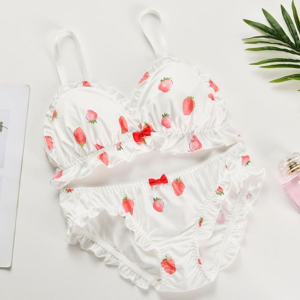 bras sets ladies strawberry bra set without rings girls heart underwear lovely soft student triangle cup slim lingerie dessous, Red;black
bras sets ladies strawberry bra set without rings girls heart underwear lovely soft student triangle cup slim lingerie dessous, Red;black