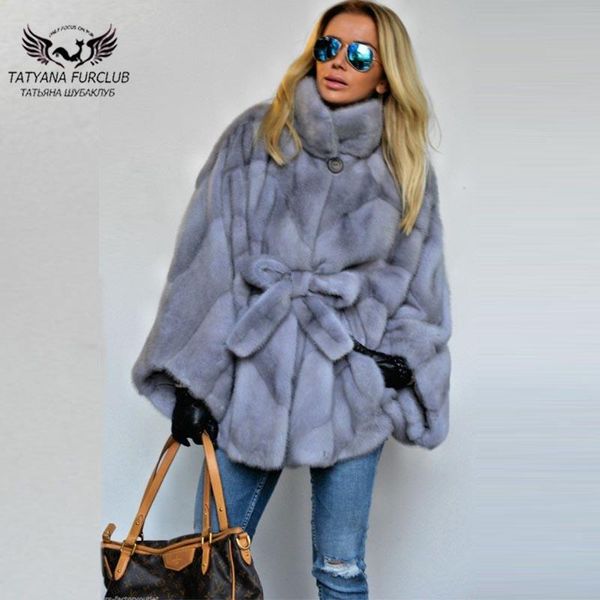 women's fur & faux natural mink jackets with bat sleeved genuine coats big stand collar luxury overcoats, Black
women's fur & faux natural mink jackets with bat sleeved genuine coats big stand collar luxury overcoats, Black