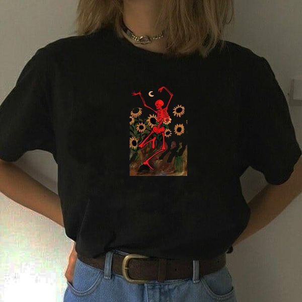 skeletons dance on the sunflowers t shirt women unise funny cotton casual vintage 70s graphic tee women clothing, White
skeletons dance on the sunflowers t shirt women unise funny cotton casual vintage 70s graphic tee women clothing, White