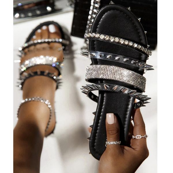 slippers summer women's rivet flats slides open toe rhinestone ladies crystal sandals women shoes casual fashion female 2021, Black
slippers summer women's rivet flats slides open toe rhinestone ladies crystal sandals women shoes casual fashion female 2021, Black