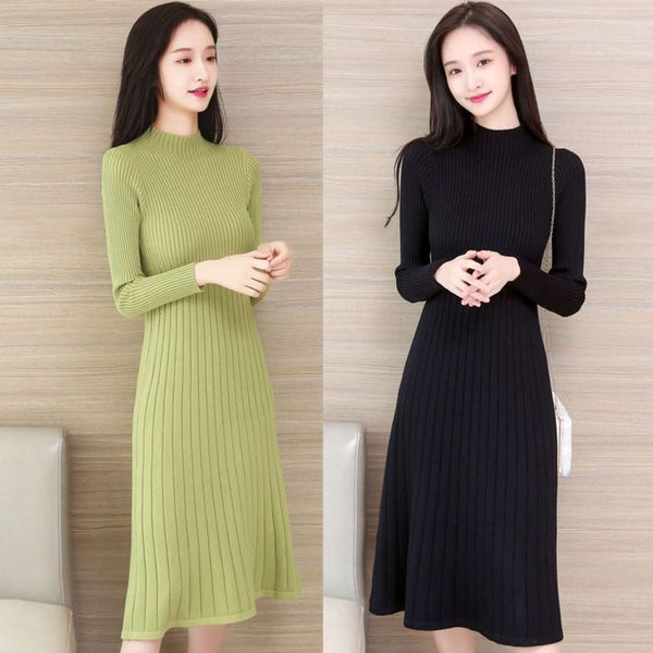2021half high collar women's pullover pleated skirt medium length slim over knee woolen knitted a-line dress, Black;gray
2021half high collar women's pullover pleated skirt medium length slim over knee woolen knitted a-line dress, Black;gray