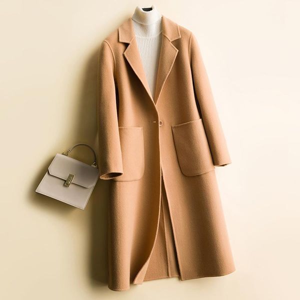 women's wool & blends double-sided cashmere coat mid-length high-end tooling uniform pure autumn and winter navy blue woolen jackets, Black
women's wool & blends double-sided cashmere coat mid-length high-end tooling uniform pure autumn and winter navy blue woolen jackets, Black