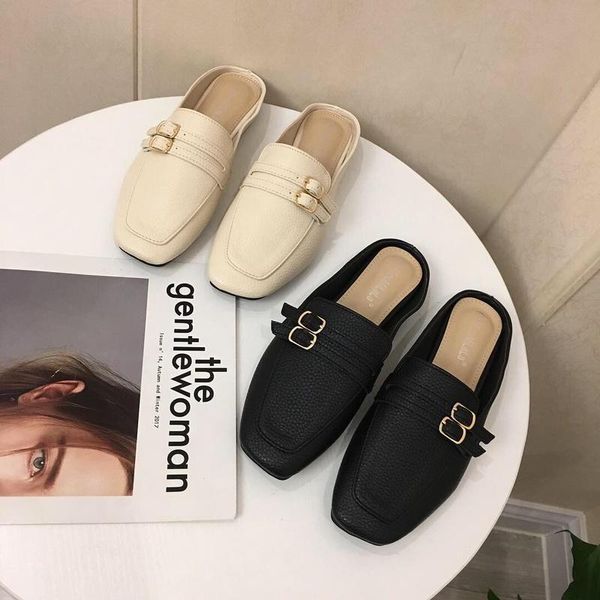 elegant ladies office shoes women slippers mules flat casual shoes british metal buckle slides low heel summer half slippers, Black
elegant ladies office shoes women slippers mules flat casual shoes british metal buckle slides low heel summer half slippers, Black
