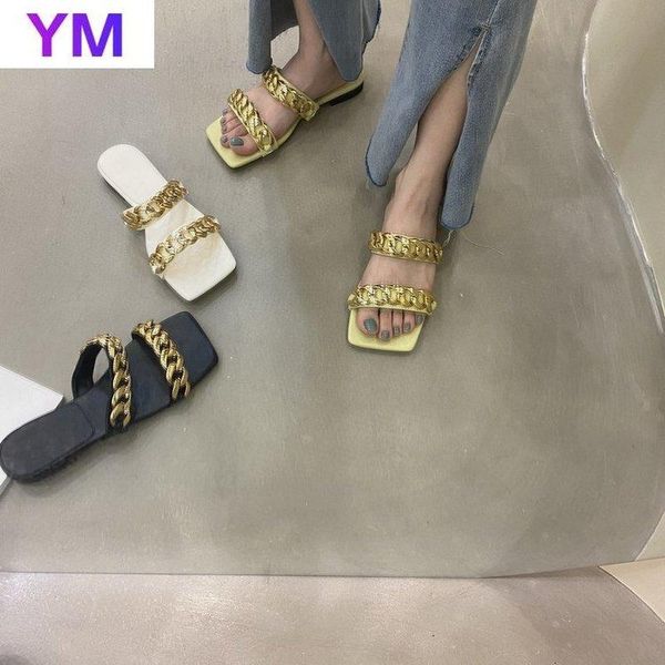 sandals 2021 women gold chain shoes for causal square toe ladies flats slides female flip flops zapatillas casa mujer sapato, Black
sandals 2021 women gold chain shoes for causal square toe ladies flats slides female flip flops zapatillas casa mujer sapato, Black