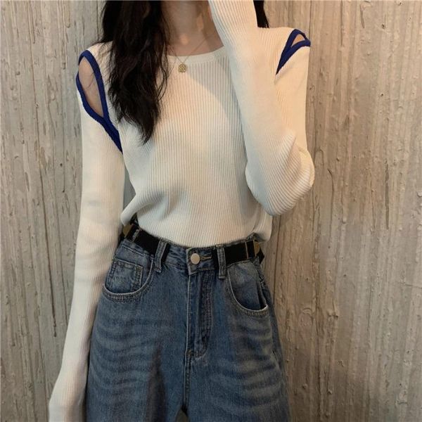 women's sweaters knitted sweater autumn of 2021 the off shoulder design long sleeved knitwear is hollowed out, White;black
women's sweaters knitted sweater autumn of 2021 the off shoulder design long sleeved knitwear is hollowed out, White;black