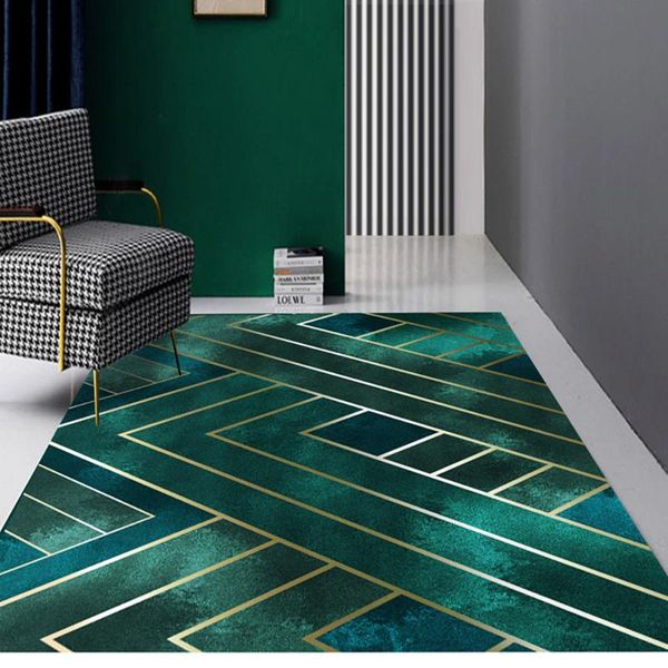 carpets nordic modern luxury gold line dark green carpet 3d geometric pattern home area rug simple bedroom coffee table floor mat 
carpets nordic modern luxury gold line dark green carpet 3d geometric pattern home area rug simple bedroom coffee table floor mat