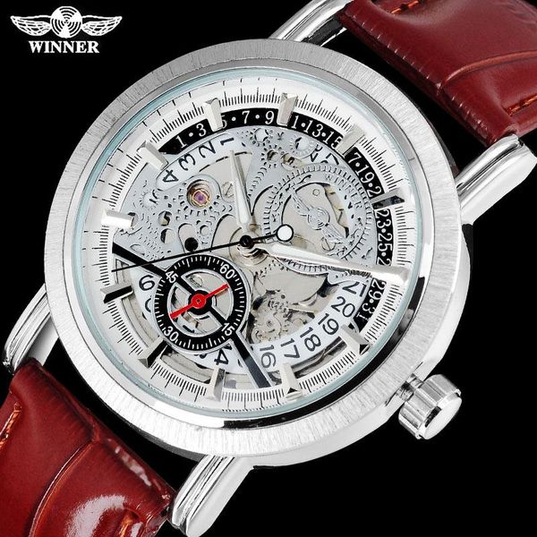 wristwatches winner fashion brand men mechanical watches leather strap casual sport men's automatic skeleton relogio masculino, Slivery;brown
wristwatches winner fashion brand men mechanical watches leather strap casual sport men's automatic skeleton relogio masculino, Slivery;brown