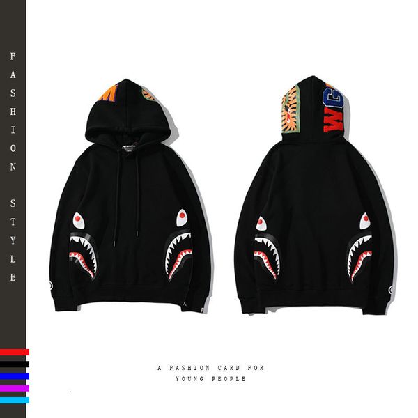 hoodies spring and autumn shark side zipper jacket men's hooded hip hop cotton loose student couple sweater women, Black
hoodies spring and autumn shark side zipper jacket men's hooded hip hop cotton loose student couple sweater women, Black