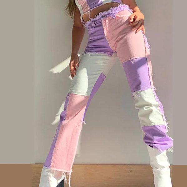 2021 summer new european and american fashion variegated stitching high waist tight hip women's straight denim trouse, Blue
2021 summer new european and american fashion variegated stitching high waist tight hip women's straight denim trouse, Blue