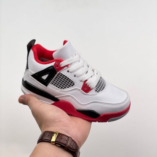 

2023 4 kids basketball shoe children's outdoor sport shoes gym red chicago 4s fashion boys and girls casual sports shoes, Black
