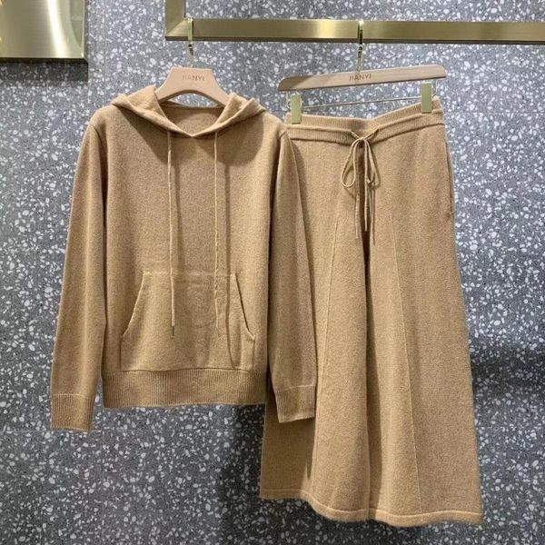 2021 new ladies fashion cashmere casual suit hooded sweater + wide-leg cropped pants 2-piece set 1113, White
2021 new ladies fashion cashmere casual suit hooded sweater + wide-leg cropped pants 2-piece set 1113, White