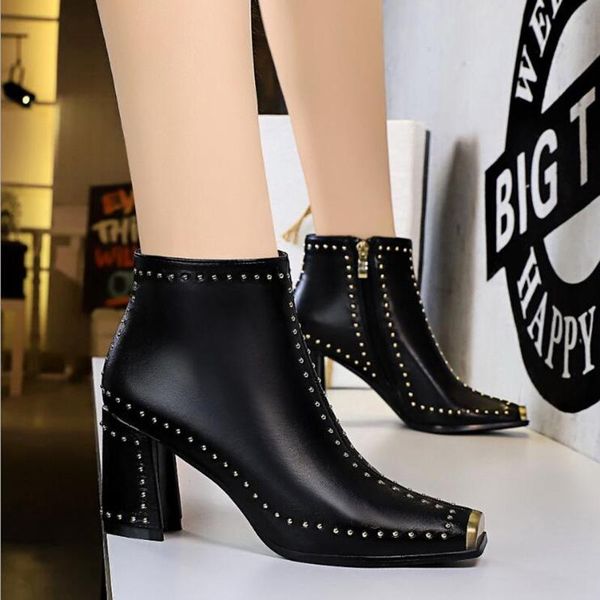 boots ankle women shoes fashion high heel pu rivet short 2021 autumn retro metal square toe d438, Black
boots ankle women shoes fashion high heel pu rivet short 2021 autumn retro metal square toe d438, Black