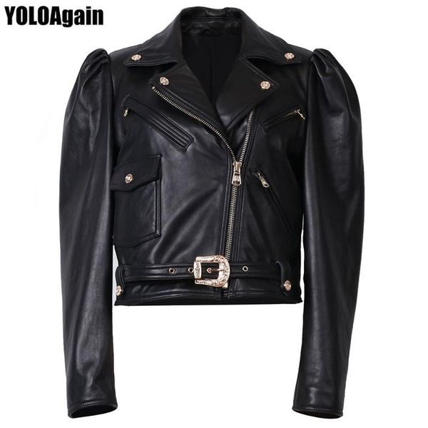 women's leather & faux yoloagain spring women puff sleeve short genuine jacket, Black
women's leather & faux yoloagain spring women puff sleeve short genuine jacket, Black