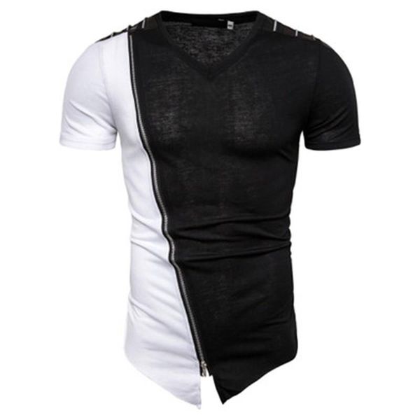 mens casual tees hit color shoulder short sleeve fashion trend zipper mens tshirts summer streetwear diagonal hem hip hop tshirt clothing, White;black
mens casual tees hit color shoulder short sleeve fashion trend zipper mens tshirts summer streetwear diagonal hem hip hop tshirt clothing, White;black