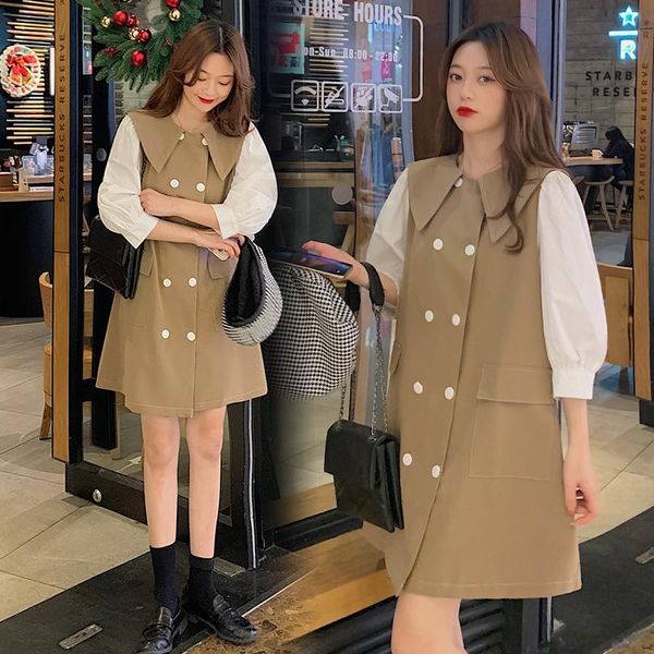 2021 spring maternity dress white half sleeve patchwork turn-down collar double-breasted khaki dress pregnant woman shirts
2021 spring maternity dress white half sleeve patchwork turn-down collar double-breasted khaki dress pregnant woman shirts